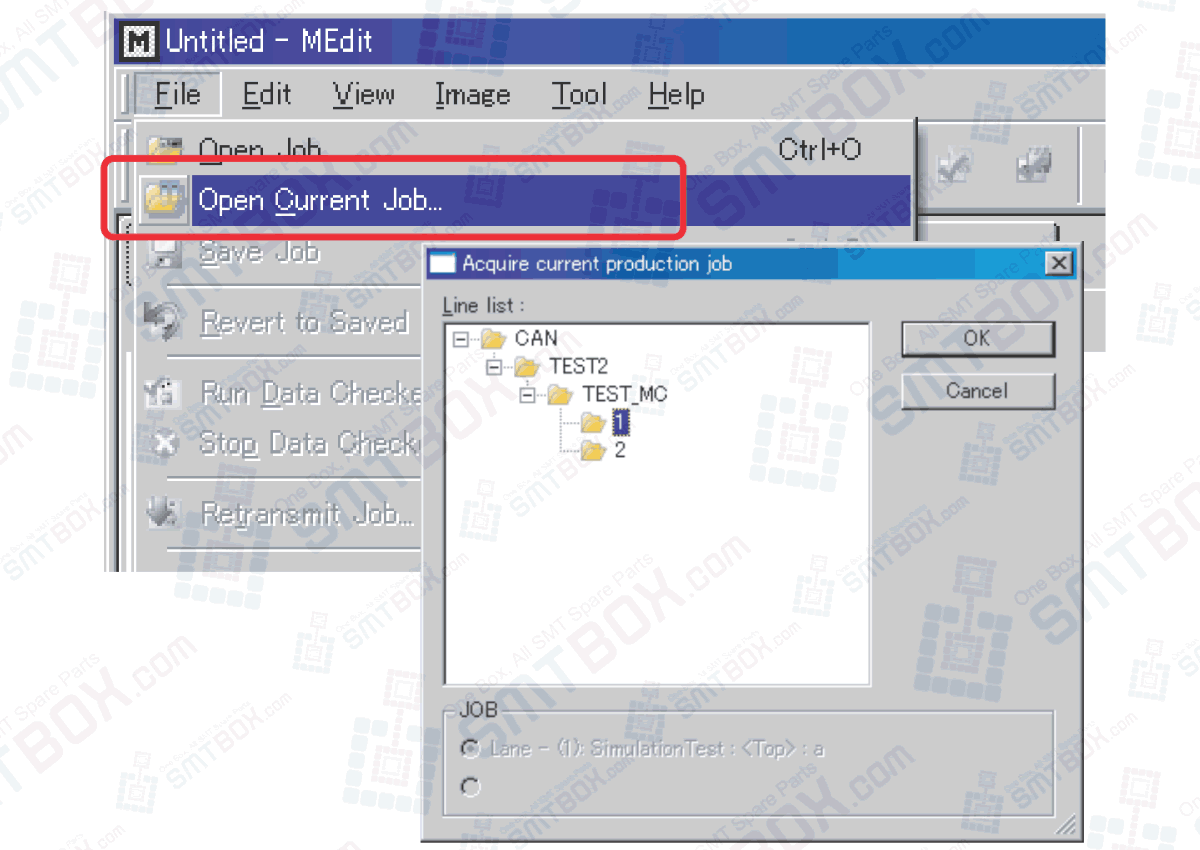 6.4 Opening A Job That Is In The Machine Of 6. Editing Jobs On The Machine On Fuji Nxt