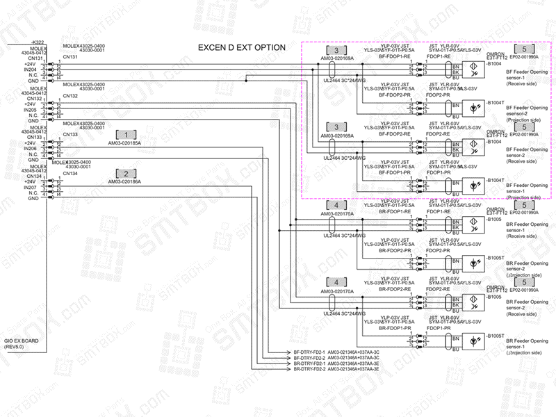 Base - B Feeder Opening Sensor on Hanwha (Samsung Techwin) Excellent Modular Excen PRO (D) Extension SMT Placer