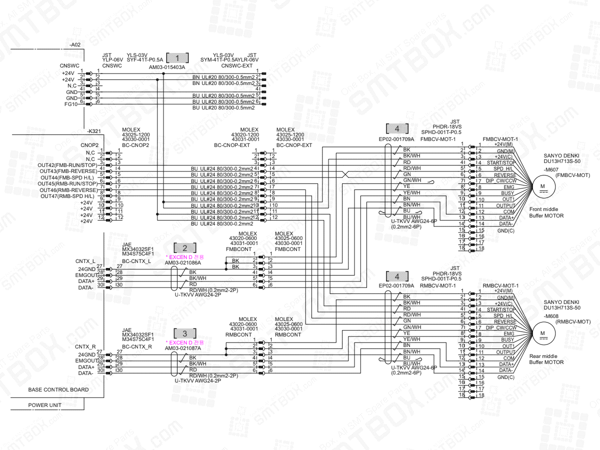 Base - Middle Buffer Motor on Hanwha (Samsung Techwin) Excellent Modular Excen PRO (D) Standard SMT Placer