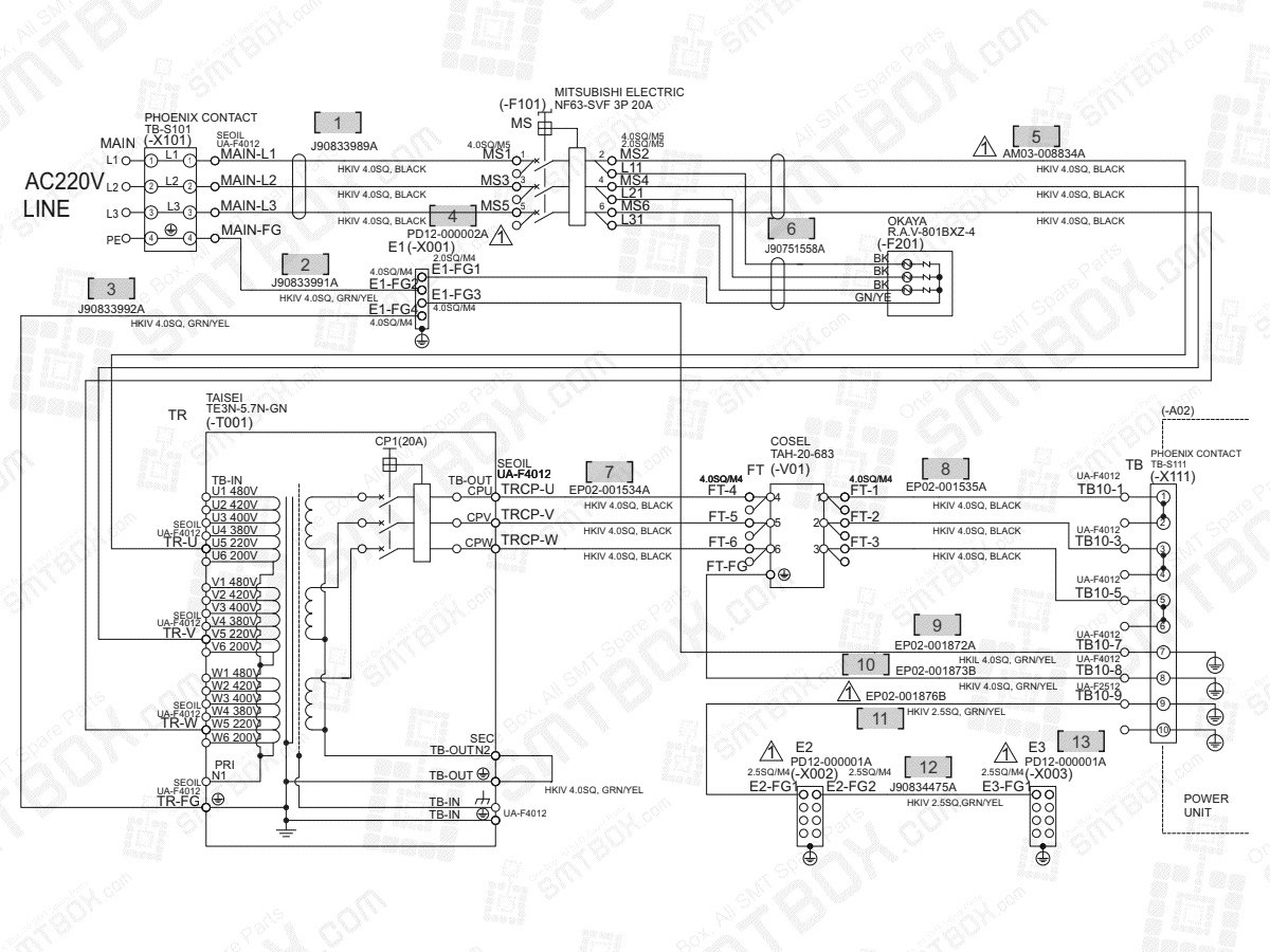 Base AC220V Input on Hanwha (Samsung Techwin) Excellent Modular Excen Pro (D) (M) (L) SMT Placer