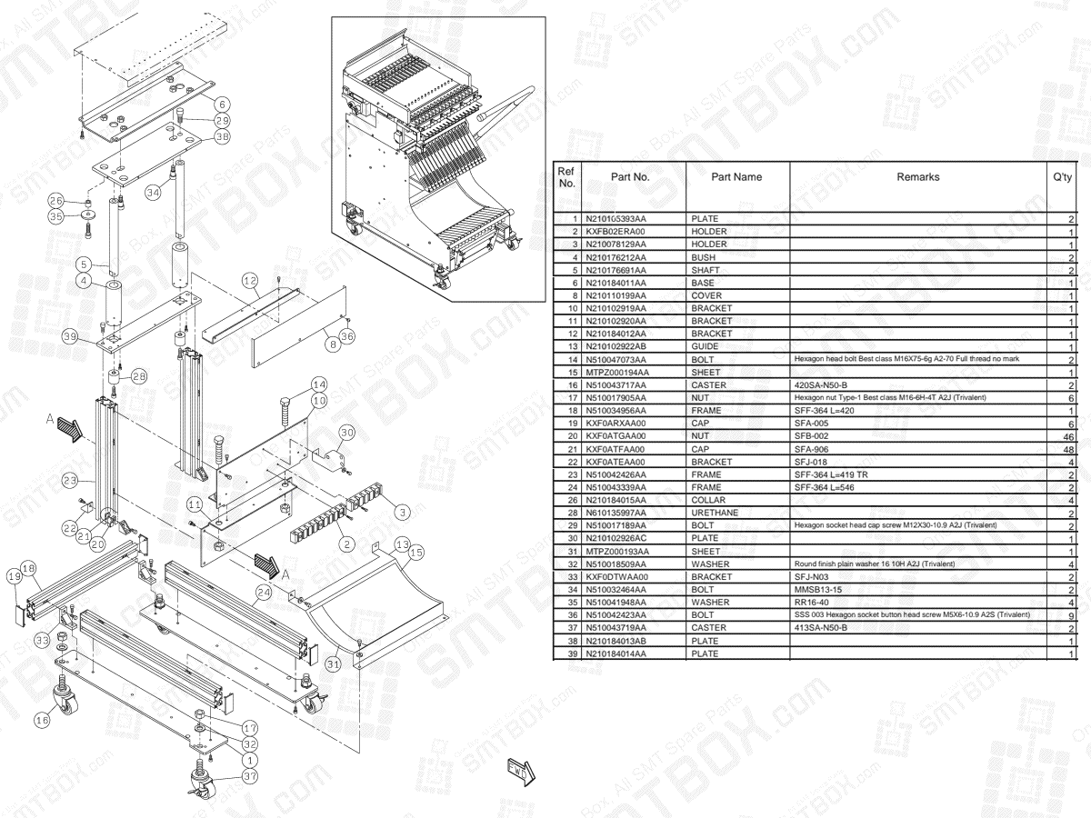 KN610060938AA-25-3 - Panasonic NPM Feeder Cart 17 Rows N610060938AA