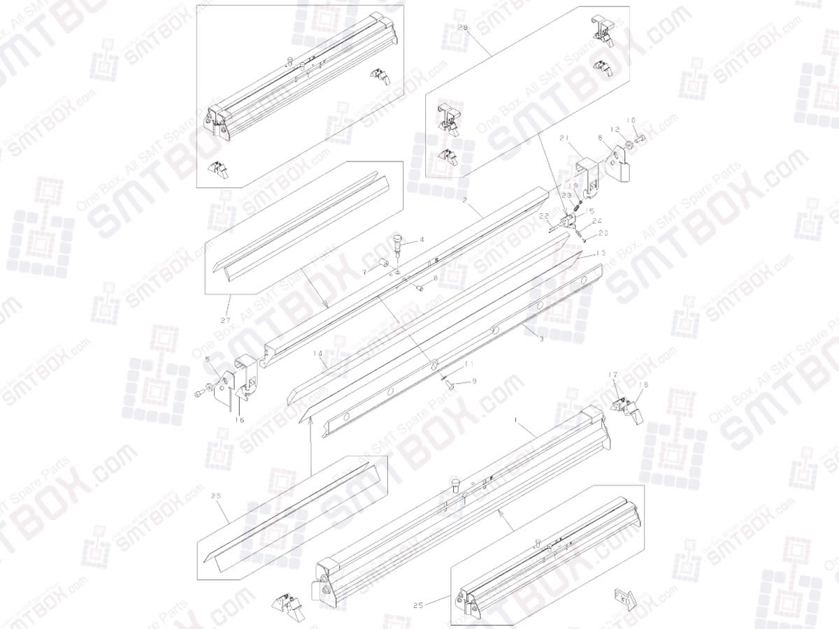 Panasonic SP60 L Kxf 1G4C High Speed Screen Printer Plastic Squeegee Set L 530 N610080619AA