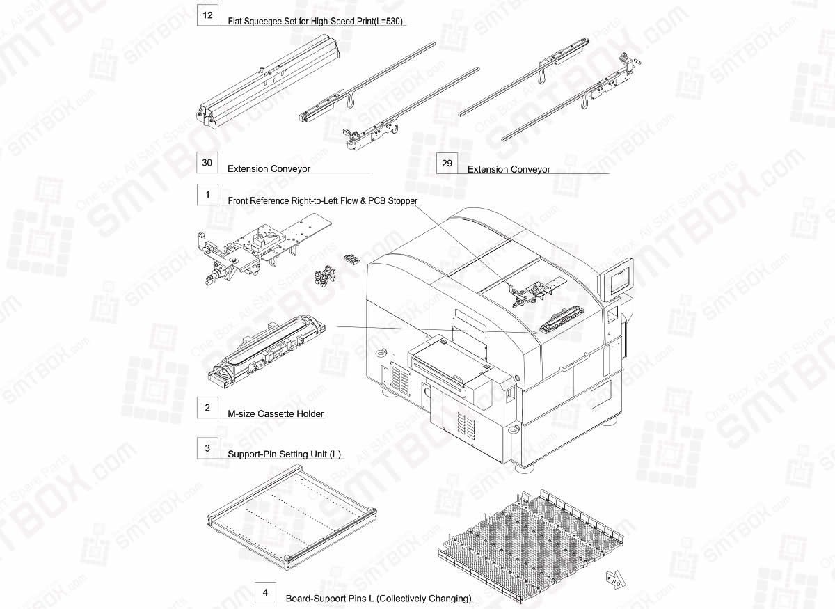 Panasonic SP60P L Flat Squeegee Extension Conveyor Support Pin Setting Unit And Cassette Holder