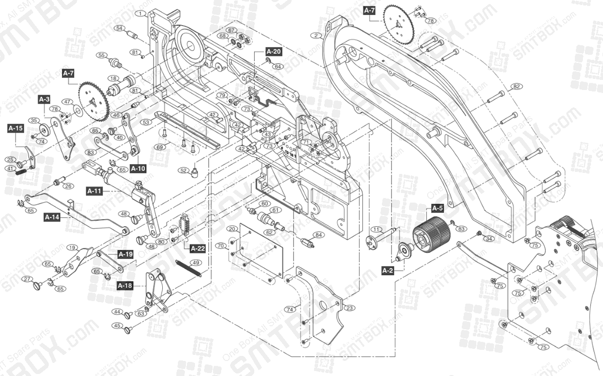 Part List of Hanwha Samsung Techwin 44mm SMN tape feeder SM DECAN NonIT SBFB34120K IT SBFB34020K part 1