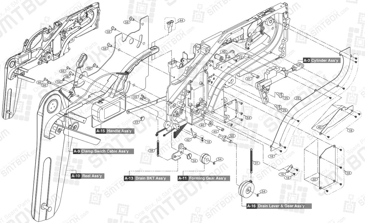 Part list of Hanwha Samsung Techwin 16mm SMN Tape Feeder SM DECAN NonIT SBFB33110K IT SBFB33010K part2
