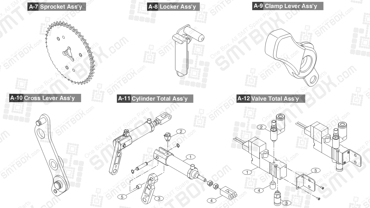 Sub Part List of 56mm 72mm 88mm SMN tape feeder for Hanwha Samsung Techwin SM DECAN part 2