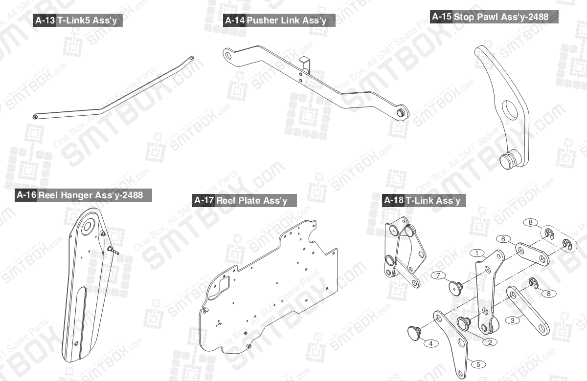Sub Part List of Hanwha Samsung Techwin 44mm SMN tape feeder SM DECAN NonIT SBFB34120K IT SBFB34020K part 3